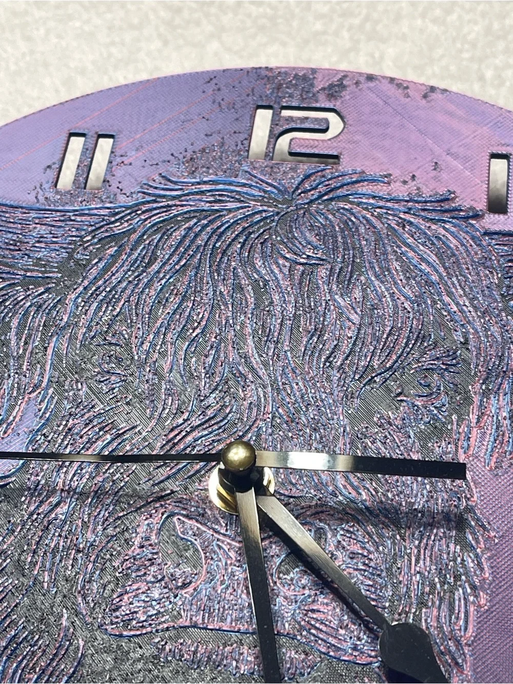 Purple Highland Cow Wall Clock - Decorative Home Wall Decor  3D Art